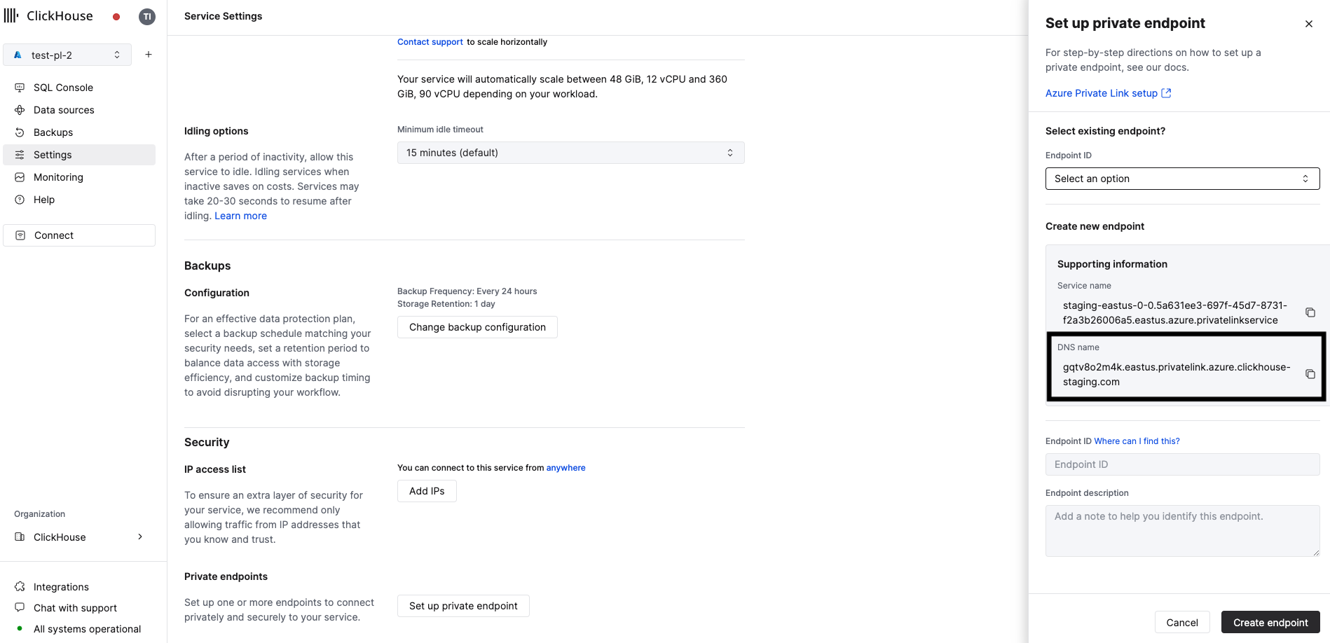 DNS-имя приватной конечной точки